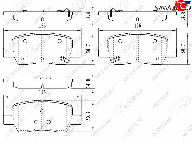 1 239 р. Колодки тормозные задние RH-LH SAT  Hyundai Santa Fe  TM (2018-2022), KIA Sorento  MQ4 (2020-2022)  с доставкой в г. Москва