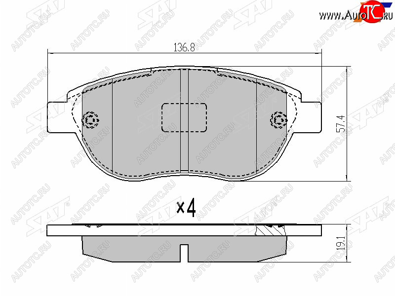 1 179 р. Колодки тормозные передние FL-FR SAT CITROEN Berlingo M59 рестайлинг (2002-2012)  с доставкой в г. Москва