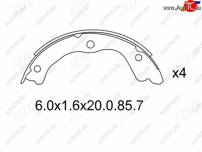 1 279 р. Колодки барабанные задние RH-LH SAT Nissan Primera 3 универсал P12 (2002-2008)  с доставкой в г. Москва