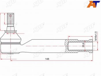 649 р. Наконечник рулевой LH=RH SAT  Toyota Avensis ( T250 седан,  T250 универсал) - Corolla Verso  AR10  с доставкой в г. Москва. Увеличить фотографию 1