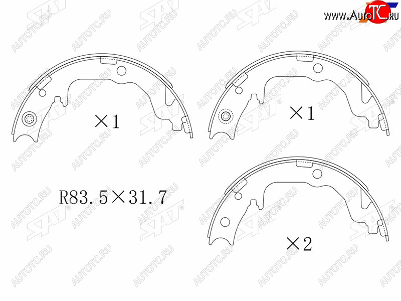 1 699 р. Колодки барабанные задние RH-LH SAT Mitsubishi ASX дорестайлинг (2010-2012)  с доставкой в г. Москва