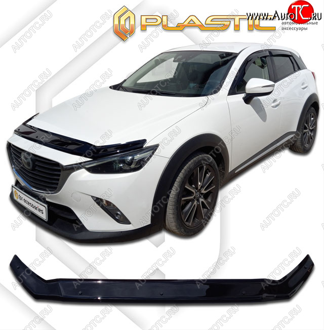 1 999 р. Дефлектор капота CA-Plastic  Mazda CX-3  DK (2014-2024) дорестайлинг, рестайлинг (classic черный, без надписи)  с доставкой в г. Москва