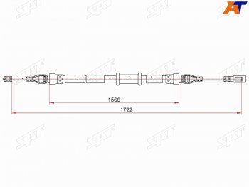 Трос ручного тормоза SAT Audi 80 B4 седан (1992-1996)