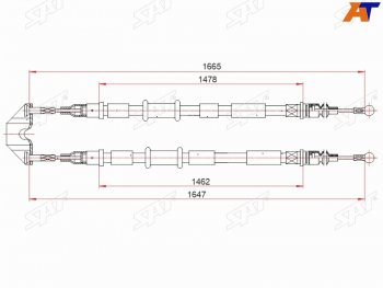 Трос ручного тормоза SAT Opel Astra H седан дорестайлинг (2004-2007)