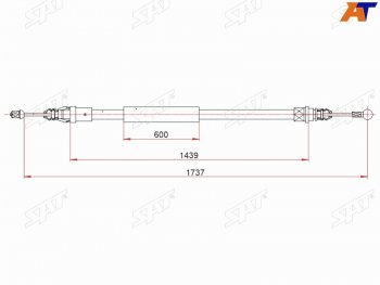 Трос ручного тормоза RH-LH SAT Nissan Interstar T35 дорестайлинг (2001-2003)  (длинная база)