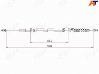 Трос ручного тормоза RH SAT Audi A3 8L1 хэтчбэк 3 дв. дорестайлинг (1996-2000)  (дисковые тормоза)