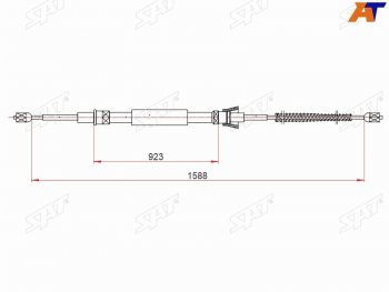 599 р. Трос ручного тормоза LH-RH SAT Volkswagen Polo 5 седан дорестайлинг (2009-2015)  с доставкой в г. Москва. Увеличить фотографию 1