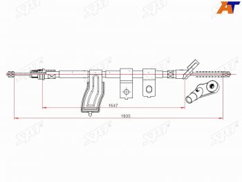 Трос ручного тормоза RH SAT Nissan (Нисан) Qashqai +2 (Кашкай)  1 (2008-2014) 1 J10 дорестайлинг, J10 рестайлинг