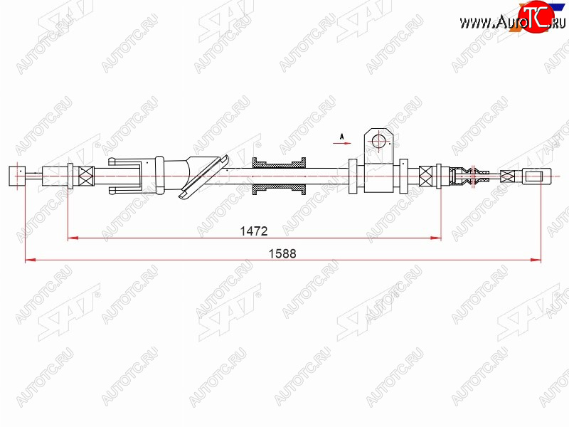 1 279 р. Трос ручного тормоза RH SAT  Mitsubishi Carisma - Lancer ( 8,  9)  с доставкой в г. Москва