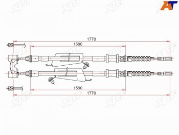 2 159 р. Трос ручного тормоза SAT Ford Focus 1 седан дорестайлинг (1998-2002)  с доставкой в г. Москва. Увеличить фотографию 1