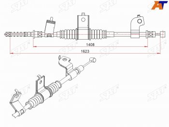 Трос ручного тормоза SAT Mitsubishi Outlander CW0W рестайлинг (2009-2012)