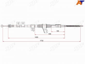 2 399 р. Трос ручника RH SAT   Mitsubishi Montero  V60 - Pajero ( 3 V70,  3 V60)  с доставкой в г. Москва. Увеличить фотографию 1