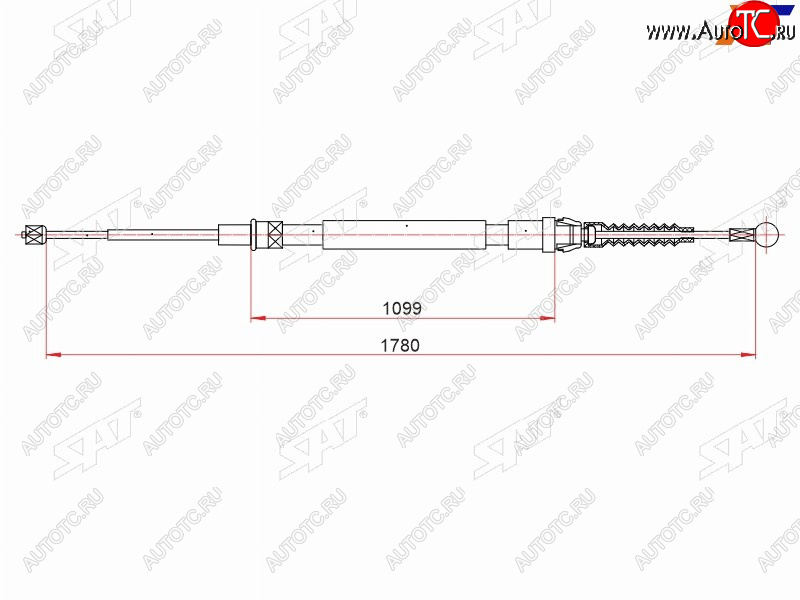 1 079 р. Трос ручного тормоза RH-LH SAT Skoda Rapid NH3 рестайлинг лифтбэк (2017-2020)  с доставкой в г. Москва