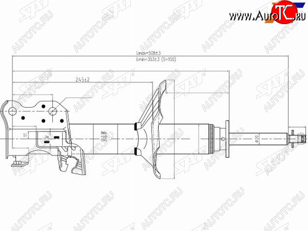 3 289 р. Стойка передняя RH SAT Nissan Almera Classic седан B10 (2006-2013)  с доставкой в г. Москва