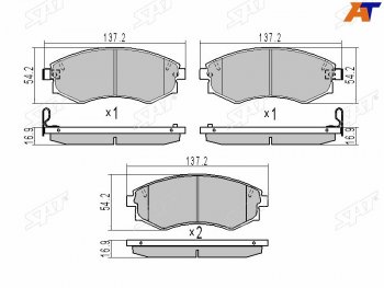 1 189 р. Колодки тормозные передние FR-FL SAT  Hyundai Sonata EF дорестайлинг (1998-2001)  с доставкой в г. Москва. Увеличить фотографию 2