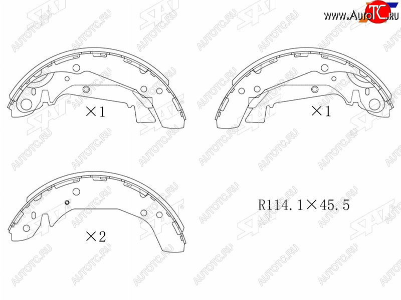 2 099 р. Колодки тормозные задние RH-LH SAT  Hyundai Sonata  EF (2001-2013), KIA Magentis (2000-2005)  с доставкой в г. Москва