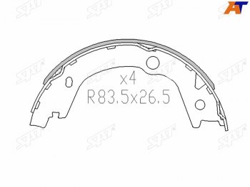 1 069 р. Колодки барабанные задние RH-LH SAT Hyundai Santa Fe SM (2000-2012)  с доставкой в г. Москва. Увеличить фотографию 1