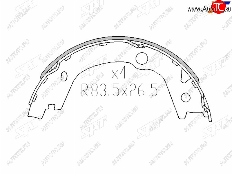 1 069 р. Колодки барабанные задние RH-LH SAT Hyundai Santa Fe SM (2000-2012)  с доставкой в г. Москва