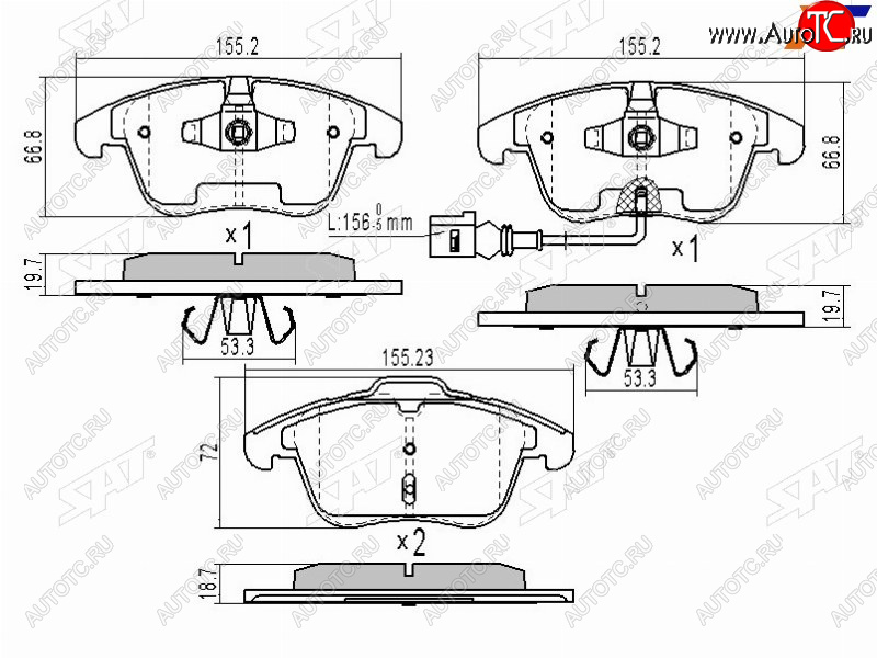 1 769 р. Колодки тормозные перед FL-FR SAT Volkswagen Polo Mk6 лифтбек (2020-2022)  с доставкой в г. Москва