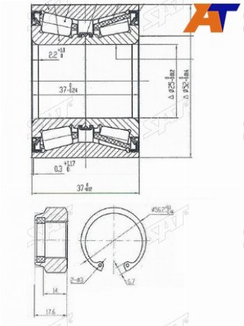 1 169 р. Подшипник задней ступицы SAT  CITROEN C2, C3 (FC/FN,  дорестайлинг,  SX,SY), C3 Aircross, C3 Picasso (дорестайлинг,  рестайлинг), C3 Pluriel, Nissan Cube (2), March (3 K12), Note (1,  2), Renault Logan (1,  2), Logan Stepway  с доставкой в г. Москва. Увеличить фотографию 1