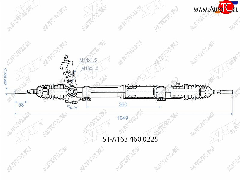 29 699 р. Рейка рулевая M14х1,5.16х1,5 SAT  Mercedes-Benz ML class  W163 (2001-2005) рестайлинг  с доставкой в г. Москва