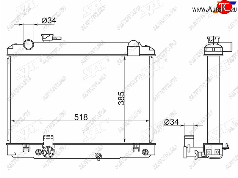 12 999 р. Радиатор SAT  Toyota Town Ace  3 (1996-2008) (применимо для Тoyota Dyna 95-99)  с доставкой в г. Москва