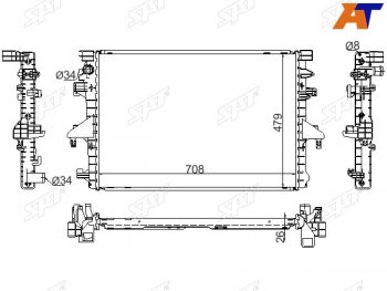 12 649 р. Радиатор охлаждающей жидкости SAT   Volkswagen Multivan  T5 - Transporter ( T5,  T6,  T6.1)  с доставкой в г. Москва. Увеличить фотографию 1