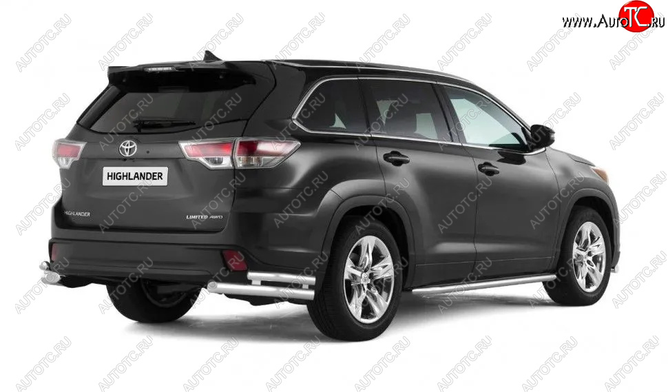 24 999 р. Защита заднего бампера (двойная, уголки d63/51 мм) Toyota Highlander XU50 рестайлинг (2016-2020)  с доставкой в г. Москва