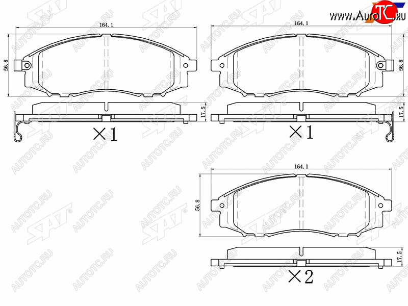 1 349 р. Колодки тормозные перед FR-FL SAT  Nissan Navara (1 D22,  2 D40,  3 D23), NP300, Pathfinder (R50,  R51)  с доставкой в г. Москва