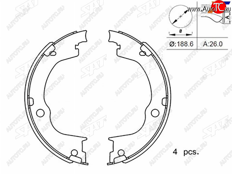 1 699 р. Колодки тормозные барабанные задние RH-LH SAT  Chevrolet Captiva ( CN202S) (2006-2024), Opel Antara (2006-2015)  с доставкой в г. Москва