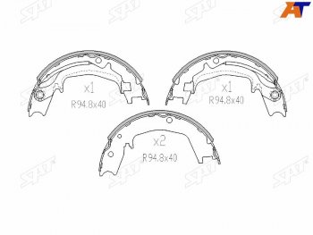 Колодки барабанные задние RH-LH SAT Hyundai Santa Fe SM (2000-2012)