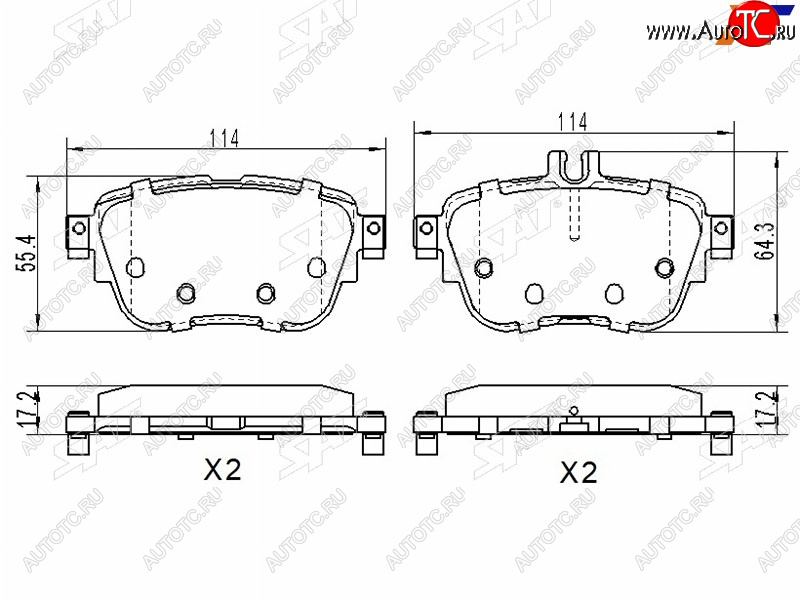 1 389 р. Колодки тормозные задние RH-LH SAT  Mercedes-Benz E-Class  S213 (2016-2024) универсал дорестайлинг, универсал рестайлинг  с доставкой в г. Москва