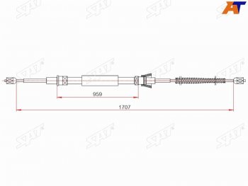 Трос ручного тормоза RH-LH SAT Skoda Rapid NH1 хэтчбэк рестайлинг (2015-2020) ()