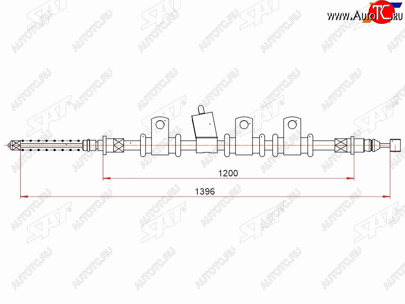 649 р. Трос ручного тормоза RH SAT  Chevrolet Aveo  T250 - Nexia  с доставкой в г. Москва