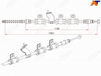 Трос ручного тормоза LH SAT Chevrolet Aveo T250 седан рестайлинг (2006-2011)