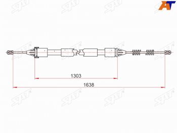 629 р. Трос ручного тормоза LH-RH SAT  Peugeot 206 ( хэтчбэк 5 дв.,  хэтчбэк 3 дв.,  универсал,  седан) - Partner ( M49/M59,  B9)  с доставкой в г. Москва. Увеличить фотографию 1