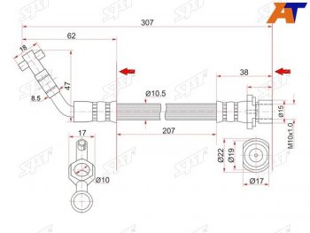 Шланг тормозной задний (Таиланд) LH=RH SAT Toyota Estima Emina XR10, XR20 минивэн 1-ый рестайлинг (1995-1996)