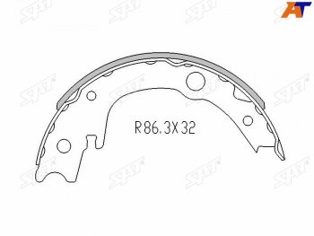 1 169 р. Колодки барабанные задние RH-LH SAT  Lifan Solano (2010-2015), Toyota Corolla  E150 (2006-2013), Toyota Ist  XP110 (2007-2016), Toyota Wish  XE20 (2009-2012) (комплект 4шт)  с доставкой в г. Москва. Увеличить фотографию 1