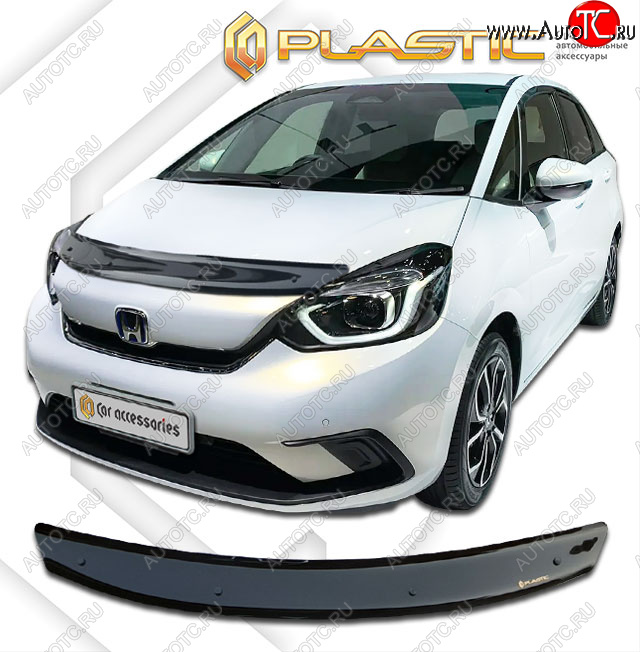 1 839 р. Дефлектор капота CA-Plastic  Honda Fit  4 GR (2019-2022) дорестайлинг (classic черный, без надписи)  с доставкой в г. Москва