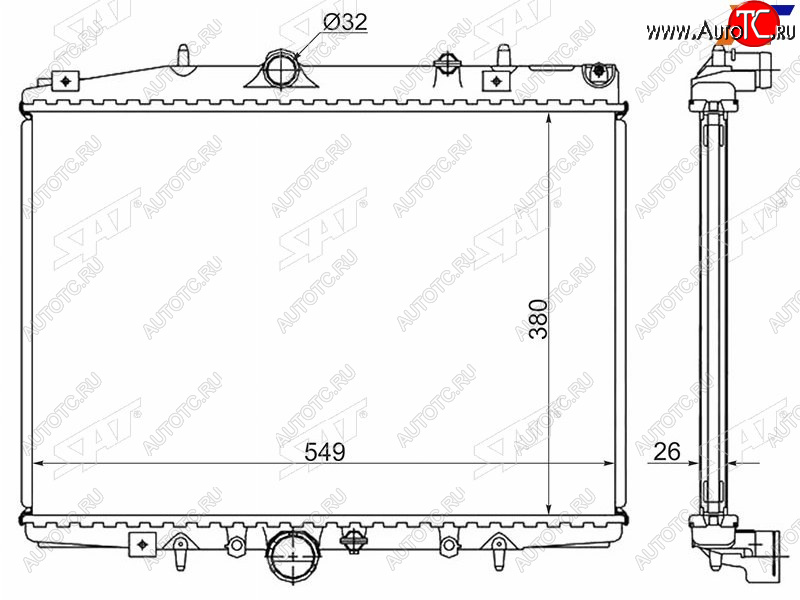 5 199 р. Радиатор охлаждающей жидкости SAT CITROEN C5 X40 дорестайлинг,лифтбэк (2000-2004)  с доставкой в г. Москва