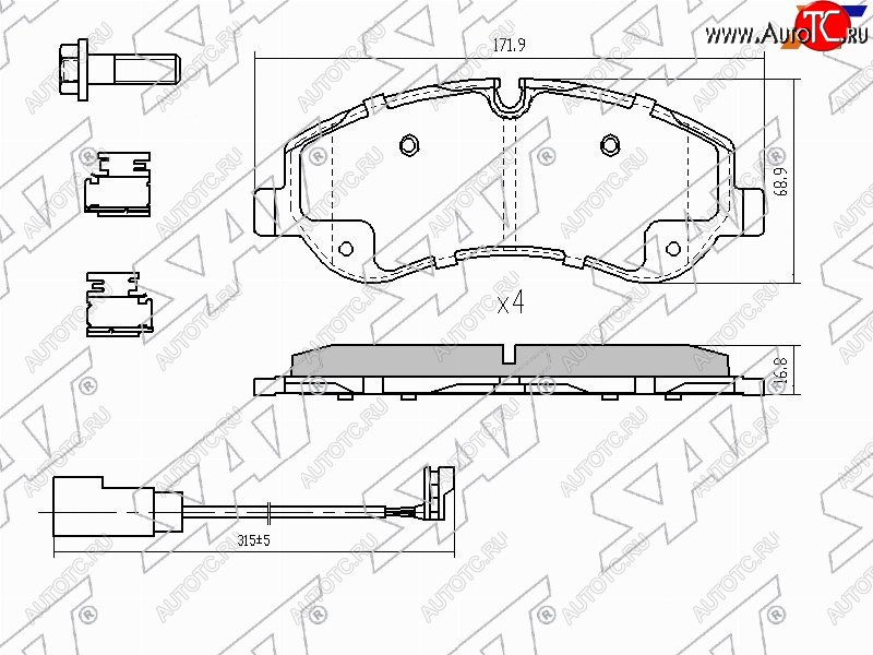 2 059 р. Колодки тормозные перед FL-FR SAT Ford Transit цельнометаллический фургон (2014-2022)  с доставкой в г. Москва