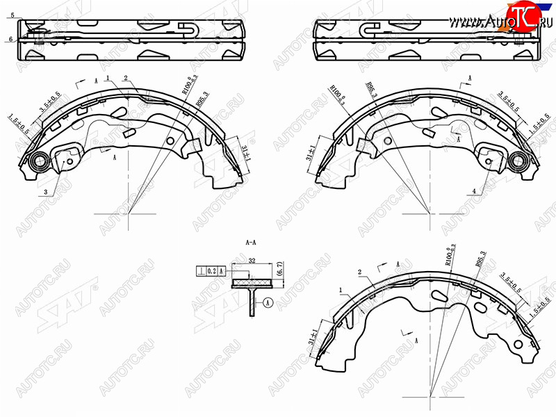 1 189 р. Колодки тормозные барабанные задние RH-LH SAT  Suzuki Swift ( ZC,  ZC11S,ZC21S, ZD11S) (2003-2010), Toyota Aygo ( 2) (2005-2024), Toyota Corolla Verso  AR10 (2004-2009), Toyota Yaris  XP10 (1999-2005)  с доставкой в г. Москва