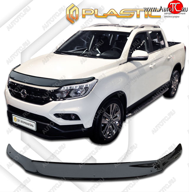 2 599 р. Дефлектор капота CA-Plastic  SSANGYONG Rexton Sports  Q200 (2018-2021) (classic черный, без надписи)  с доставкой в г. Москва