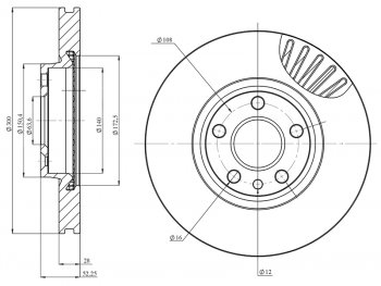 Диск тормозной передний Ø258mm HOSU Ford Mondeo Mk4,BD дорестайлинг, седан (2007-2010)