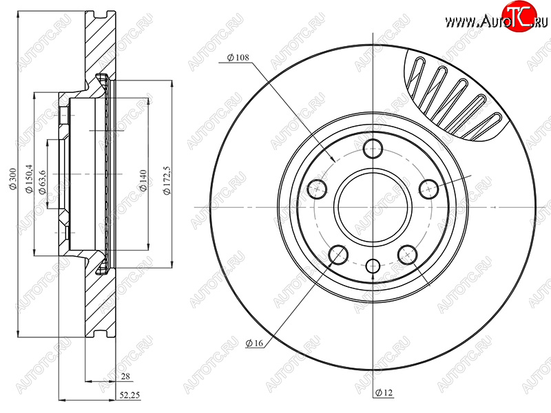 4 199 р. Диск тормозной передний Ø258mm HOSU  Ford Focus  3 - S-Max  1  с доставкой в г. Москва