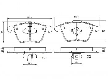 1 639 р. Колодки тормозные передние FL-FR SAT  Ford Focus (2), Mazda 3/Axela (BK,  BL)  с доставкой в г. Москва. Увеличить фотографию 1