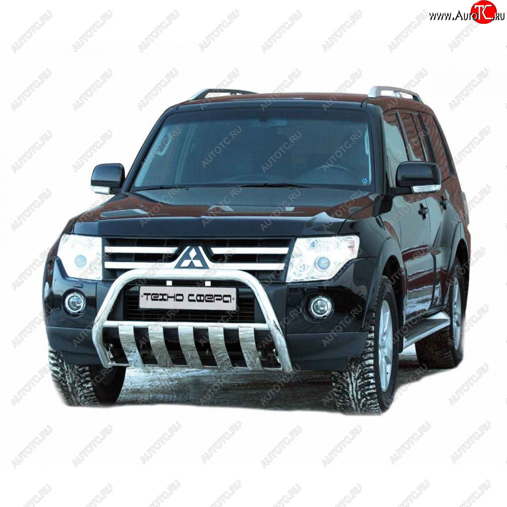 11 399 р. Передок плоский крашенная d63.5, Техно Сфера Mitsubishi Pajero 4 V90 дорестайлинг (2006-2011) (Черный матовый)  с доставкой в г. Москва