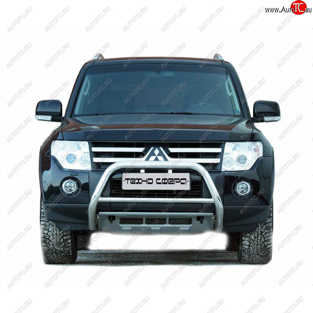 10 599 р. Передок низкий крашенная d63.5, Техно Сфера Mitsubishi Pajero 4 V90 дорестайлинг (2006-2011) (Черный матовый)  с доставкой в г. Москва