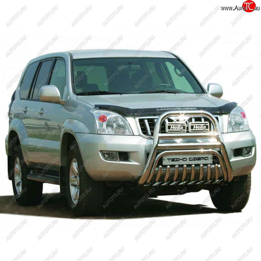 41 999 р.  Передок с защитой двигателя нержавейка d63.5, Техно Сфера  Toyota Land Cruiser Prado  J120 (2002-2009) (Нержавейка)  с доставкой в г. Москва