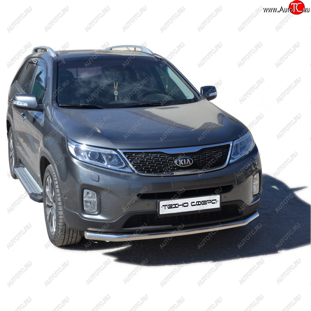 27 799 р. Пороги бумер алюминиевые с резинкой, Техно Сфера KIA Sorento UM/Prime дорестайлинг (2014-2018) (Черный глянец)  с доставкой в г. Москва